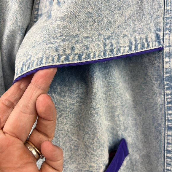 Vintage Retro 80s Gitano Acid Wash Denim Puffer Coat Size M - Picture 4 of 13